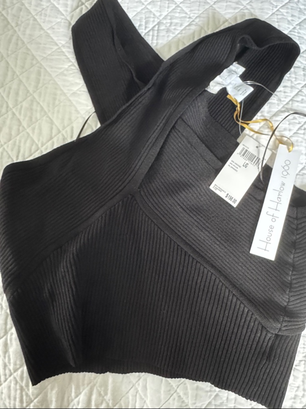 House of Harlow 1960 Black Ribbed Crop Tank Top